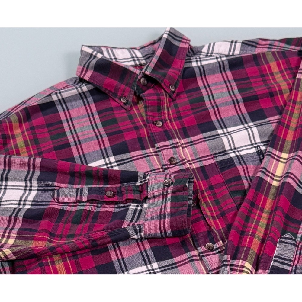 VTG Panhandle Slim Proud To Be American Plaid Flannel Shirt Mens L 16.5 34/35